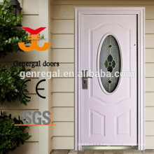 Steel security exterior door with oval glass